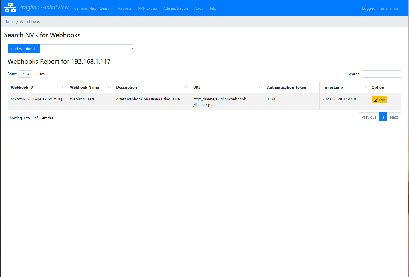 Webhook event configuration screenshot